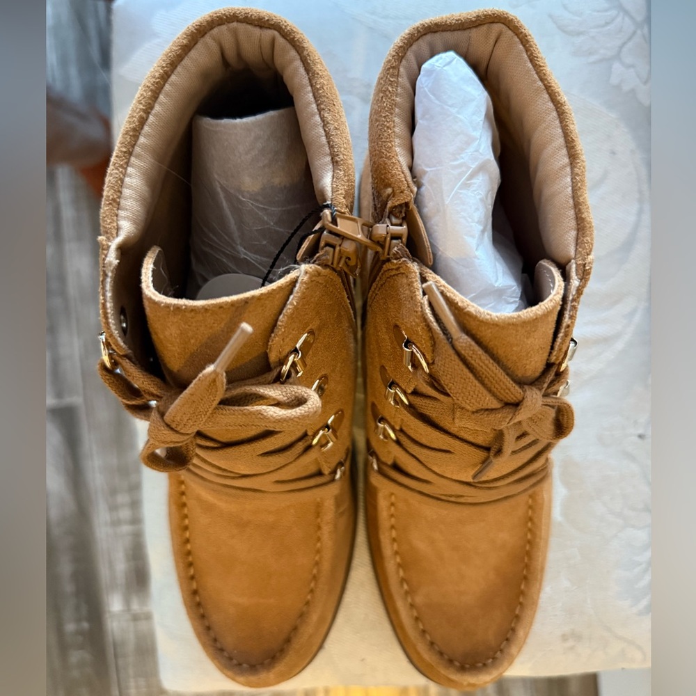 Gently Worn Giani Bernini Brown Lace-Up Ankle Boots - Picture 5 of 6